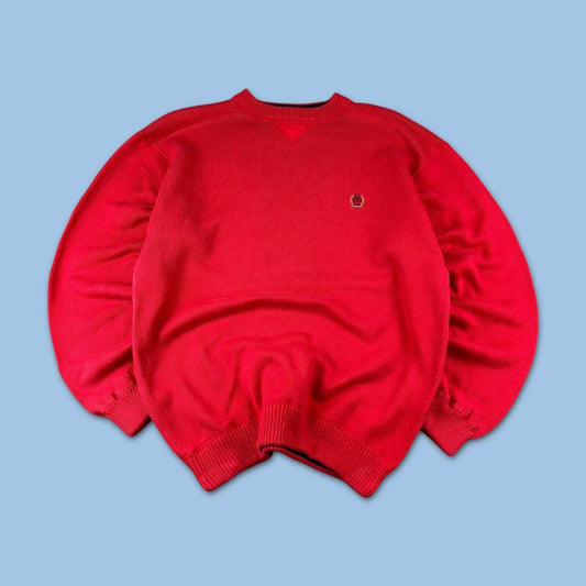 VINTAGE Y2K TOMMY HILFIGER CHUNKY ESSENTIAL KNITTED JUMPER RED