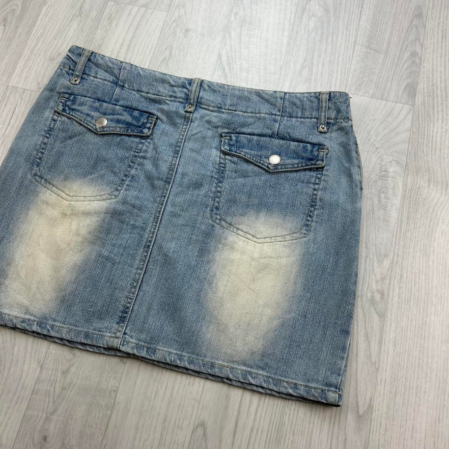 VINTAGE Y2K LOW RISE DENIM MIDI SKIRT BLUE