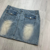 VINTAGE Y2K LOW RISE DENIM MIDI SKIRT BLUE