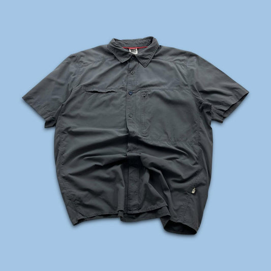 VINTAGE Y2K THE NORTH FACE UTILITY BUTTON UP SHORT SLEEVE SHIRT GREY