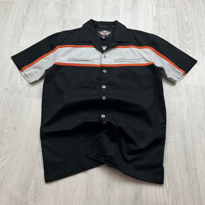 VINTAGE Y2K HARLEY DAVIDSON SHORT SLEEVE BUTTON UP SHIRT BLACK