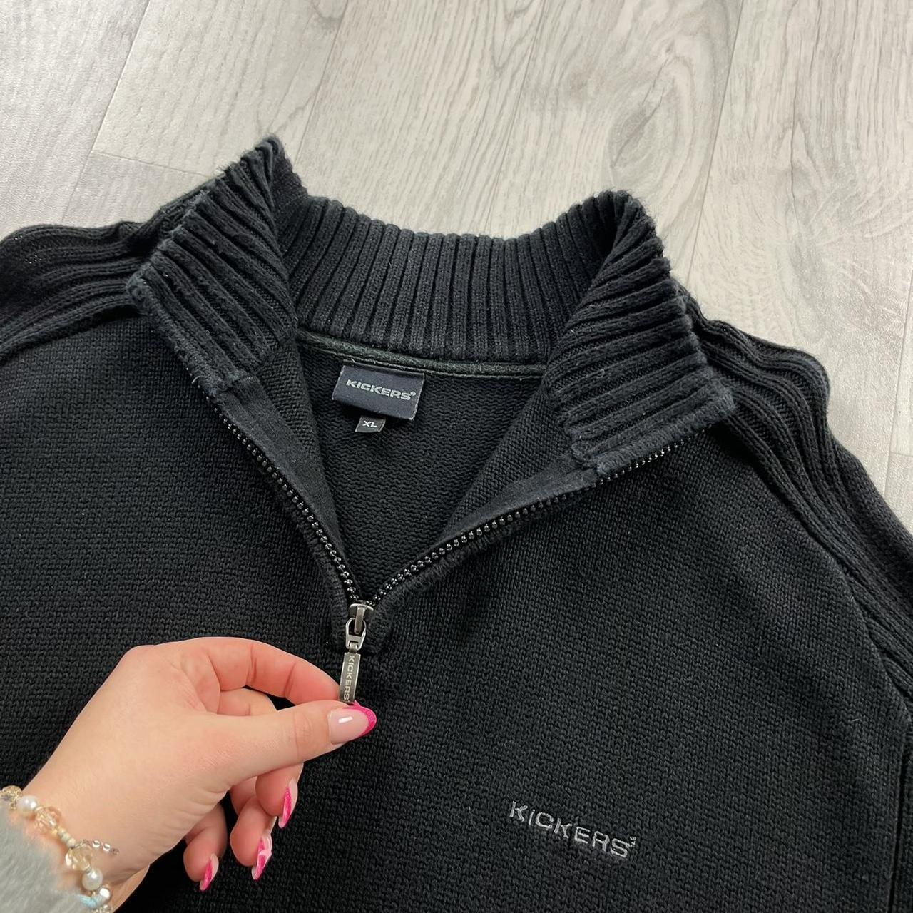 VINTAGE Y2K KICKERS CHUNKY QUARTER ZIP RIBBED KNITTED JUMPER BLACK