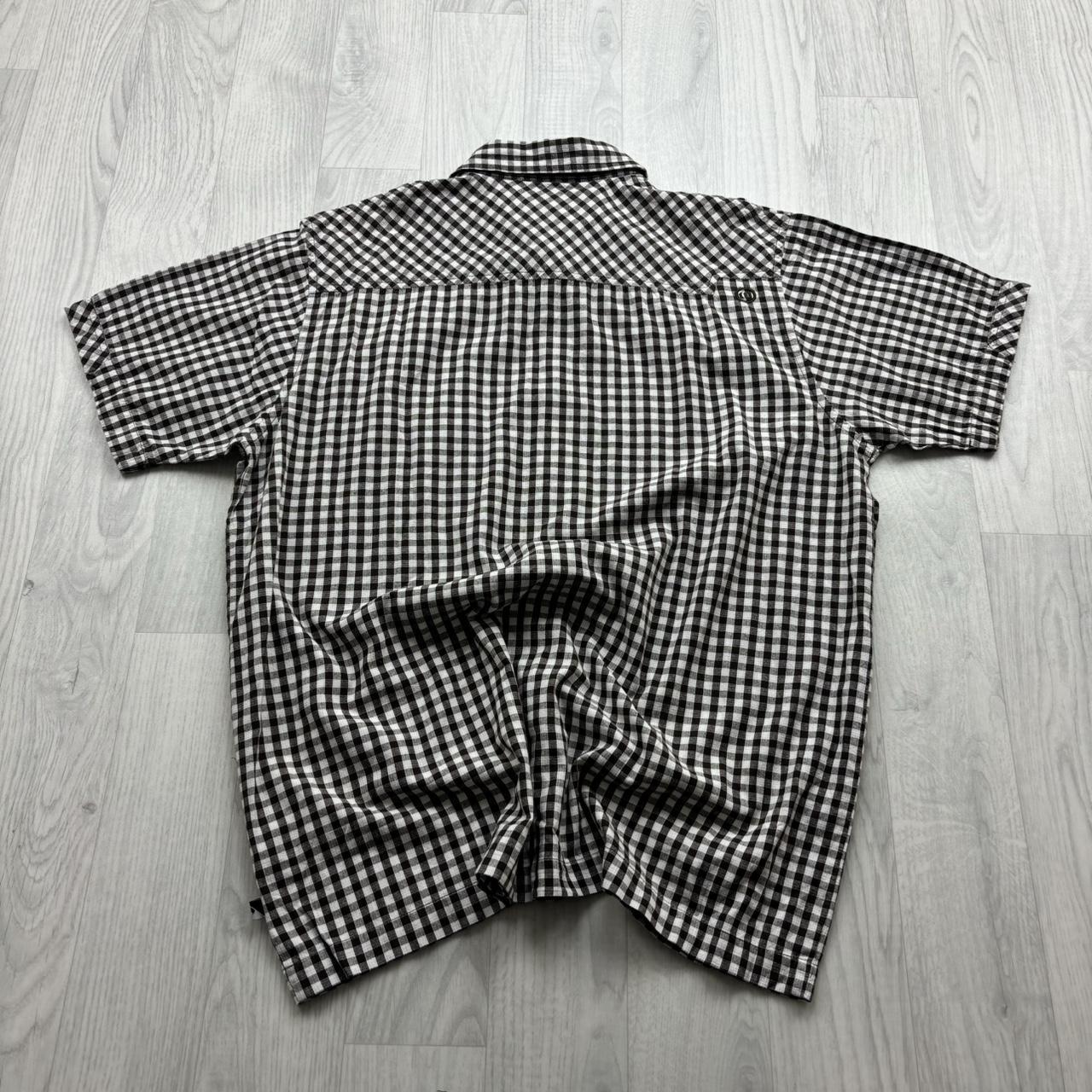 VINTAGE Y2K ANIMAL CHECKERED SHORT SLEEVE SHIRT BROWN