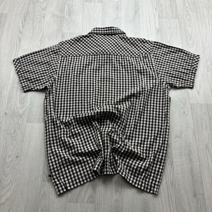 VINTAGE Y2K ANIMAL CHECKERED SHORT SLEEVE SHIRT BROWN