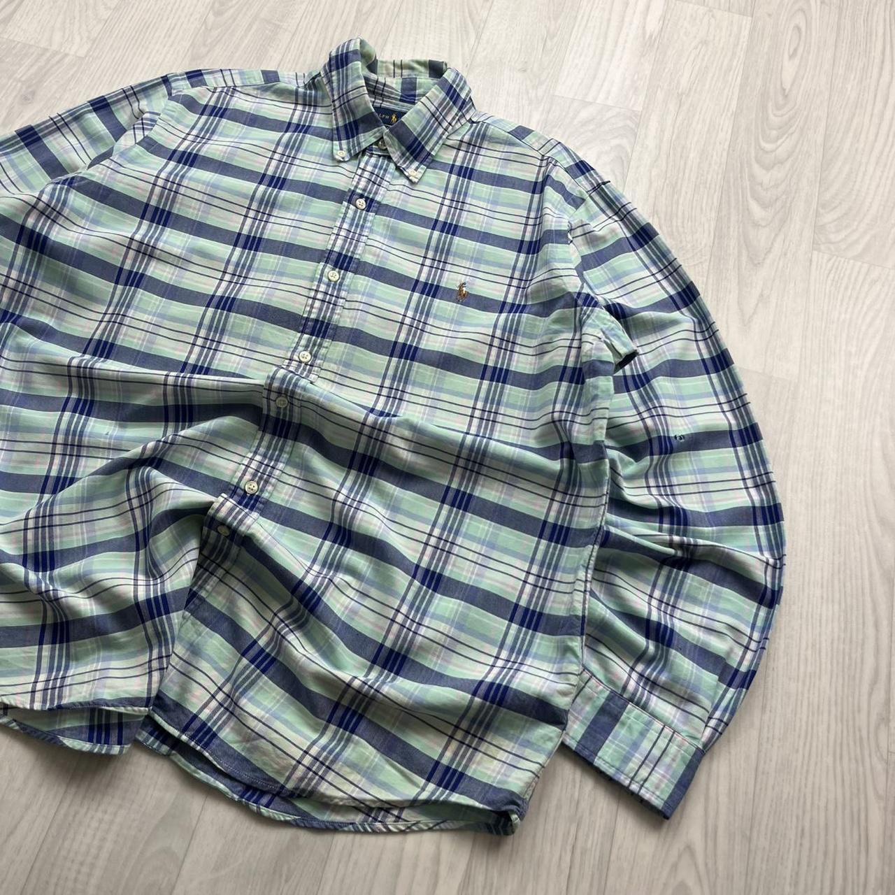 RALPH LAUREN PLAID LONG SLEEVE BUTTON UP SHIRT TURQUOISE