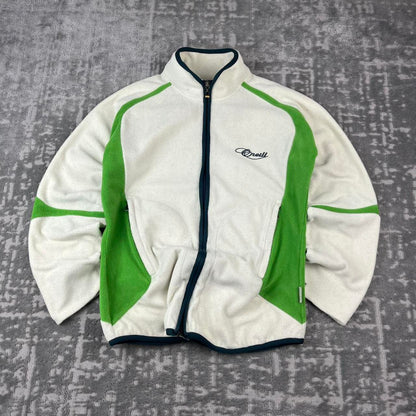 VINTAGE Y2K ONEILL ZIP UP FLEECE CREAM / GREEN
