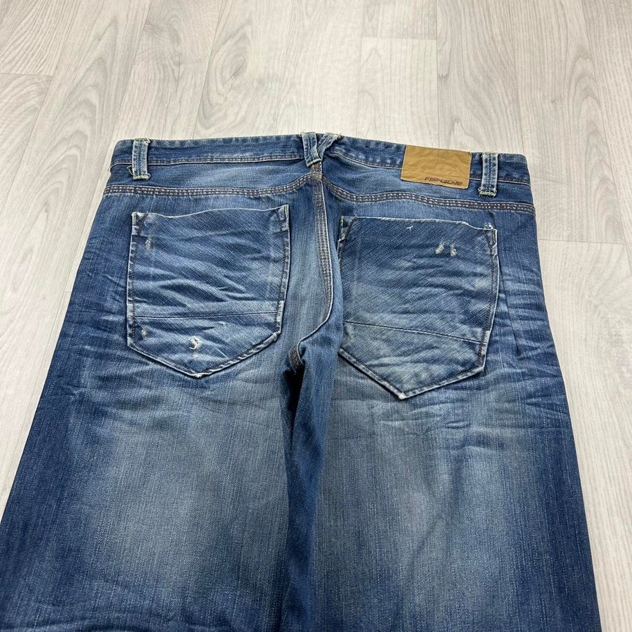 VINTAGE Y2K FISHBONE BAGGY JEANS BLUE