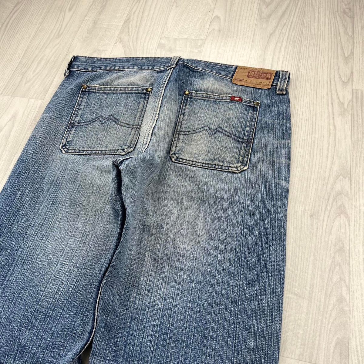 VINTAGE Y2K MUSTANG WIDE LEG UTILITY JEANS BLUE
