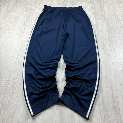 VINTAGE Y2K ADIDAS WIDE LEG BAGGY TRACKSUIT BOTTOMS NAVY BLUE
