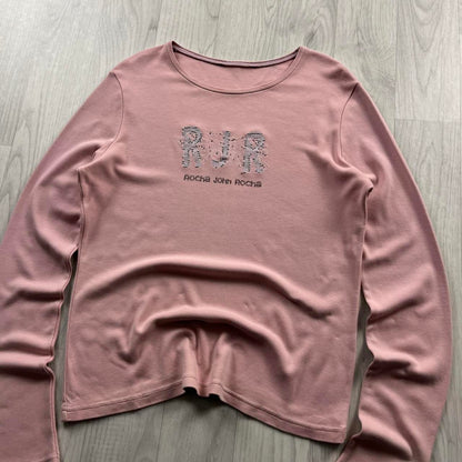 VINTAGE Y2K ROCHA JOHN ROCHA LONG SLEEVE TOP BABY PINK