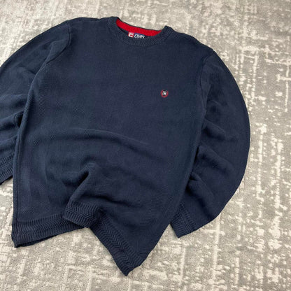 VINTAGE Y2K CHAPS RIBBED CHUNKY ESSENTIAL KNITTED JUMPER NAVY