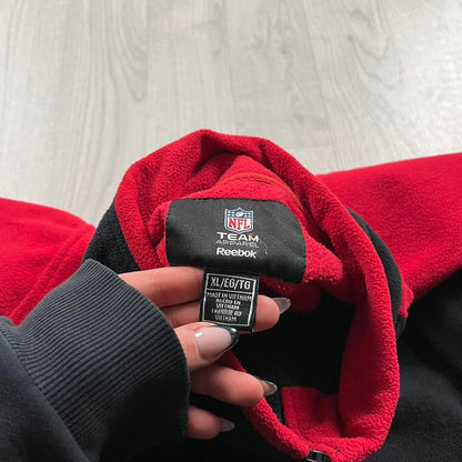 VINTAGE Y2K REEBOK ATLANTA FALCONS QUARTER ZIP FLEECE SWEATSHIRT BLACK RED