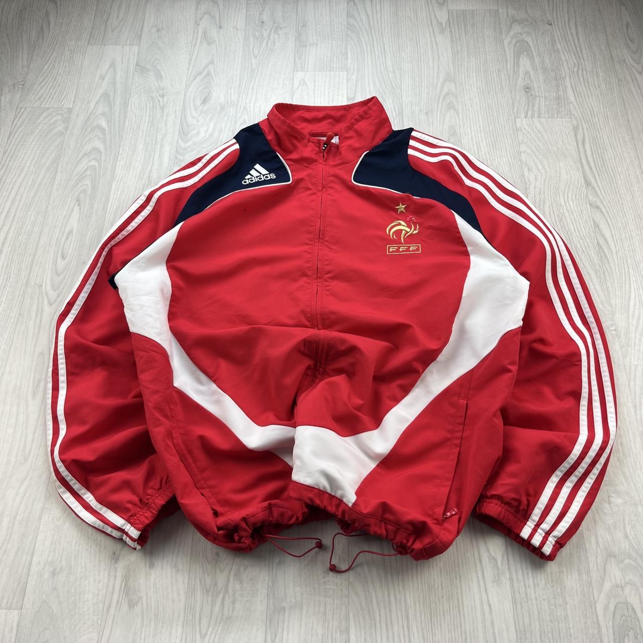 VINTAGE Y2K ADIDAS FRANCE FOOTBALL WINDBREAKER JACKET RED