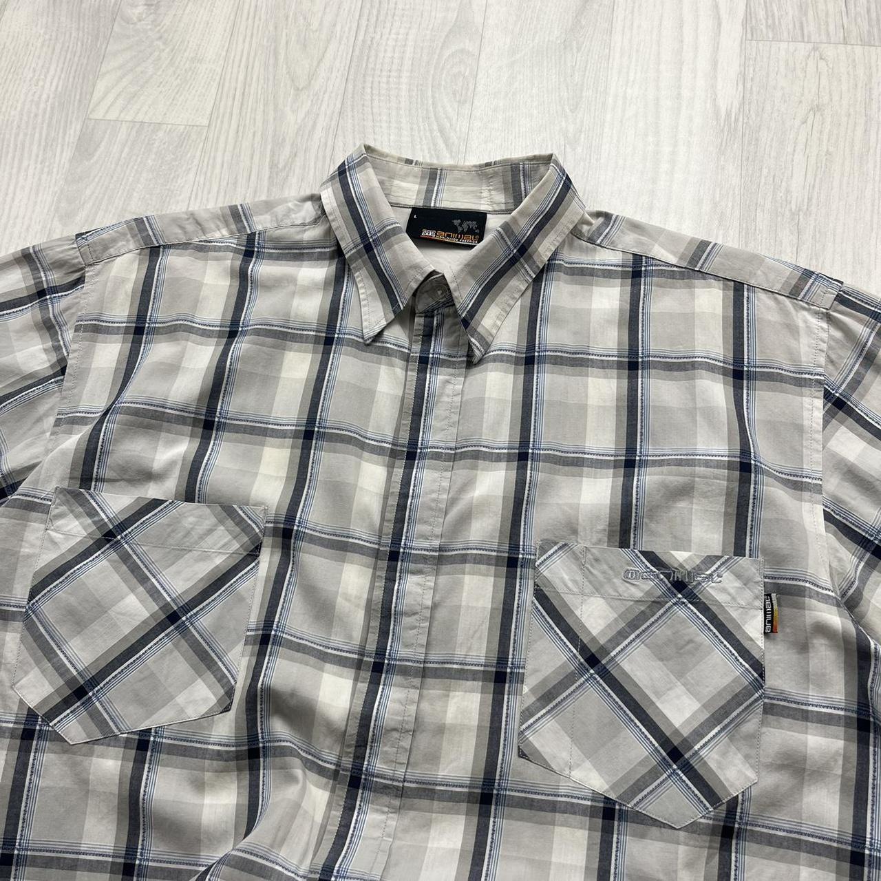 VINTAGE Y2K ANIMAL PLAID SHORT SLEEVE SHIRT GREY