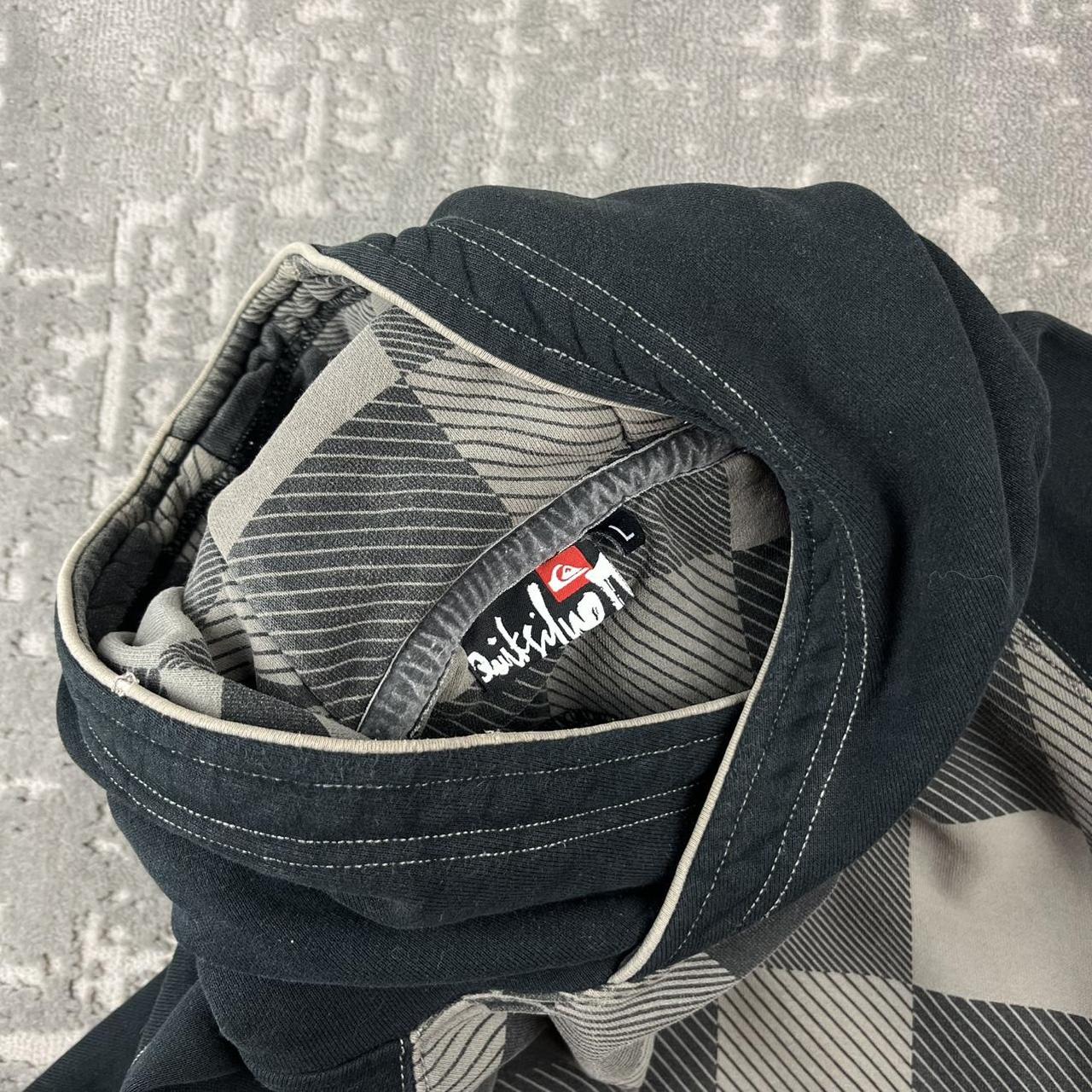 VINTAGE Y2K QUIKSILVER CHECKERED HOODIE BLACK GREY