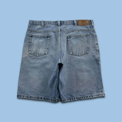 VINTAGE ROUTE 66 BAGGY LOOSE SKATER JORTS BLUE (36w)