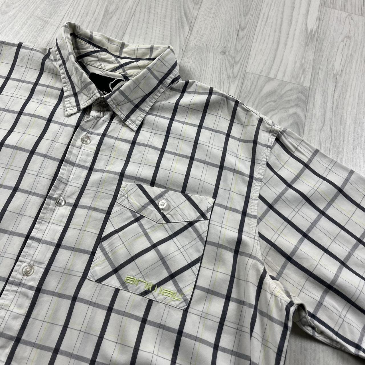 VINTAGE Y2K ANIMAL CHECKERED SHORT SLEEVE SHIRT WHITE