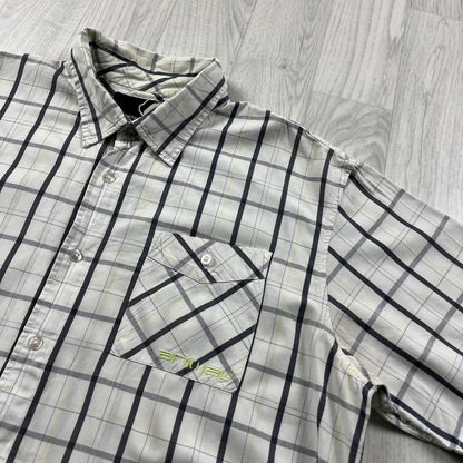VINTAGE Y2K ANIMAL CHECKERED SHORT SLEEVE SHIRT WHITE