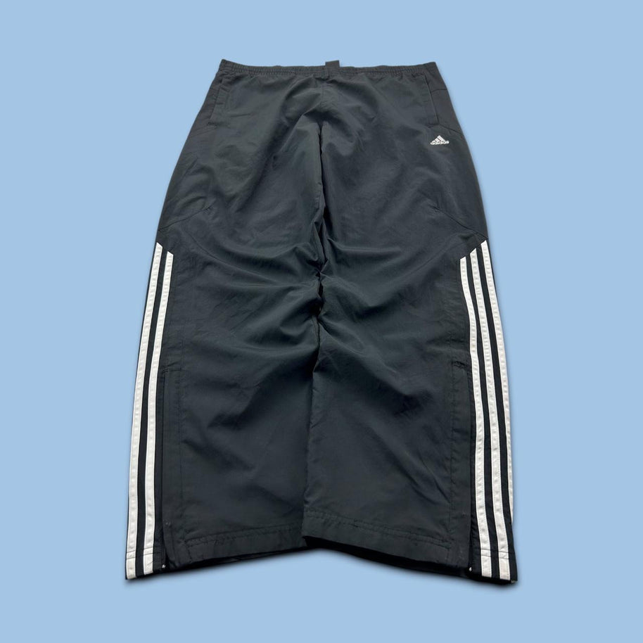 VINTAGE Y2K ADIDAS SIDE STRIPE BAGGY TRACKSUIT BOTTOMS BLACK