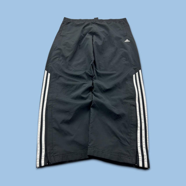 VINTAGE Y2K ADIDAS SIDE STRIPE BAGGY TRACKSUIT BOTTOMS BLACK