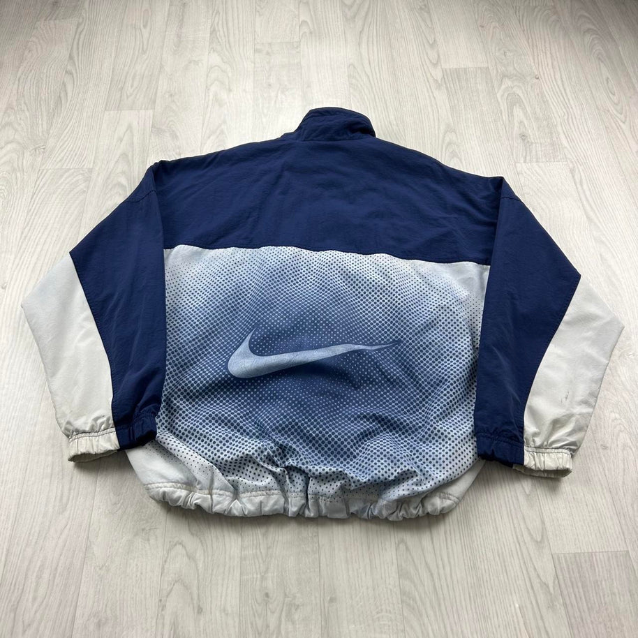 VINTAGE 90s NIKE LIGHTWEIGHT TRACK JACKET BLUE / WHITE