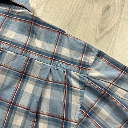 VINTAGE Y2K ANIMAL CHECKERED SHORT SLEEVE SHIRT BLUE