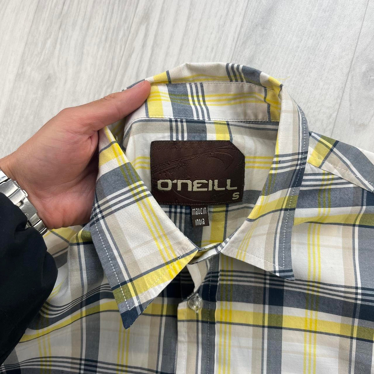 VINTAGE 00s ONEILL CHECKERED CROPPED SHORT SLEEVE BUTTON UP SHIRT WHITE / MULTI