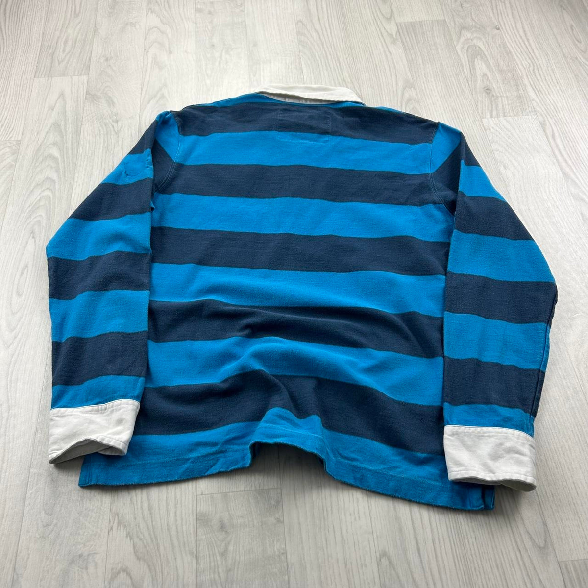 VINTAGE Y2K QUIKSILVER STRIPED LONG SLEEVE RUGBY POLO SHIRT BLUE