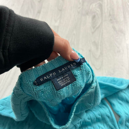 VINTAGE Y2K RALPH LAUREN CHUNKY CABLE KNITTED JUMPER TURQUOISE