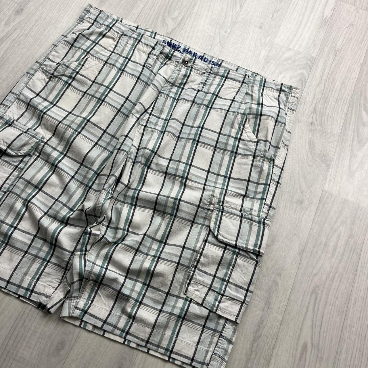 VINTAGE Y2K BAGGY CHECKERED PLAID SHORTS WHITE