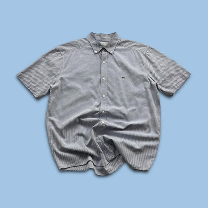 VINTAGE Y2K LACOSTE GINGHAM SHORT SLEEVE BUTTON UP SHIRT BLUE