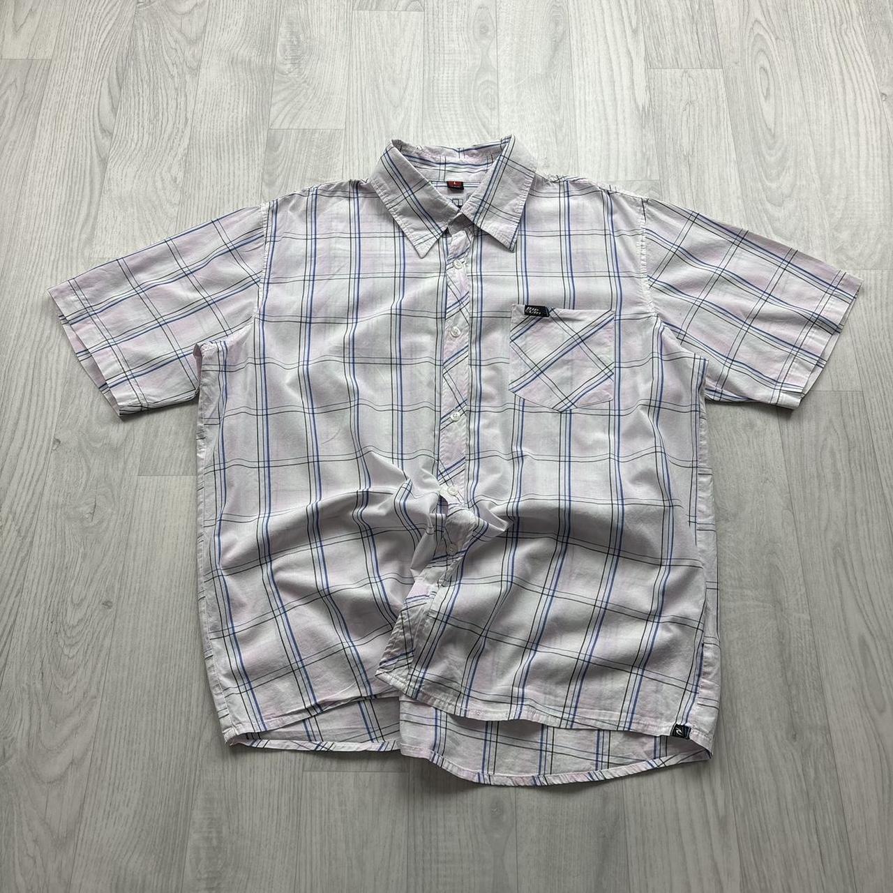 VINTAGE Y2K RIP CURL PLAID SHORT SLEEVE SHIRT WHITE / PINK