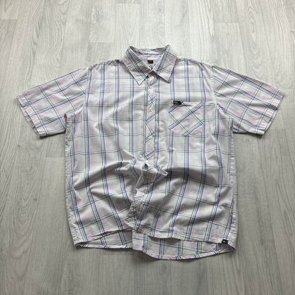 VINTAGE Y2K RIP CURL PLAID SHORT SLEEVE SHIRT WHITE / PINK