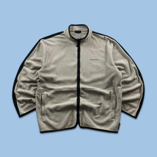 VINTAGE Y2K NAUTICA ZIP UP FLEECE CREAM BLACK