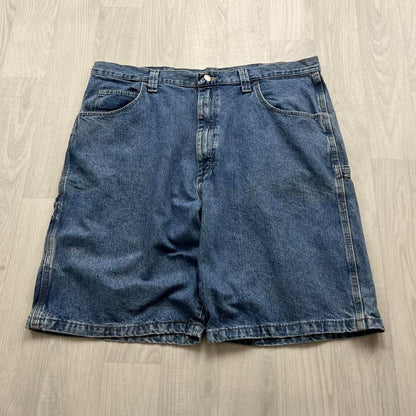VINTAGE 00s WRANGLER BAGGY LOOSE CARPENTER JORTS BLUE