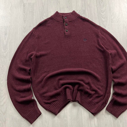 VINTAGE Y2K CHAPS CHUNKY KNITTED JUMPER BURGUNDY