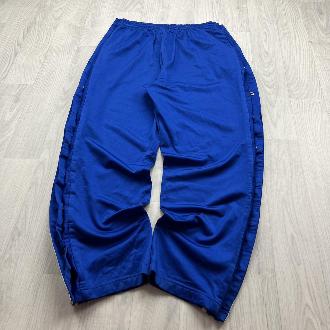 VINTAGE Y2K ADIDAS SIDE STRIPE POPPER BAGGY TRACKSUIT BOTTOMS BLUE