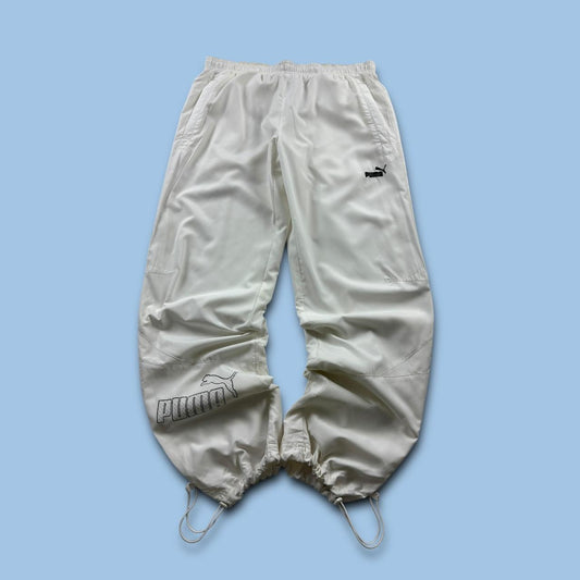VINTAGE Y2K PUMA TECHNICAL BAGGY TRACKSUIT BOTTOMS WHITE