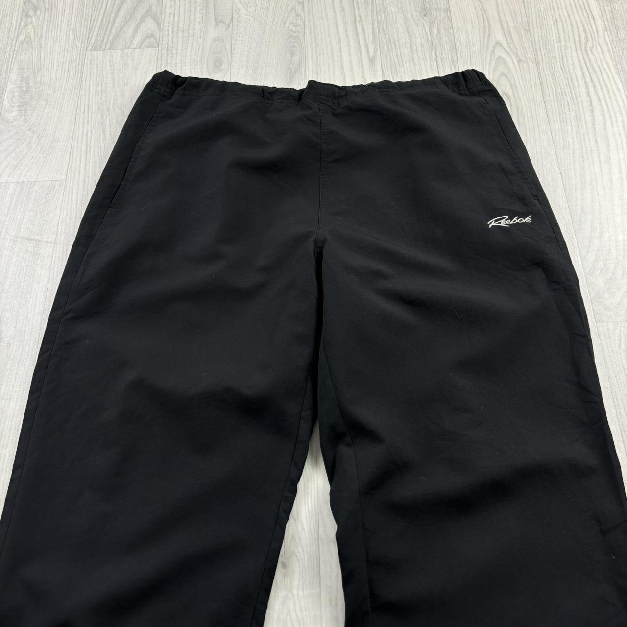 VINTAGE Y2K REEBOK LOW RISE BAGGY TRACKSUIT BOTTOMS BLACK