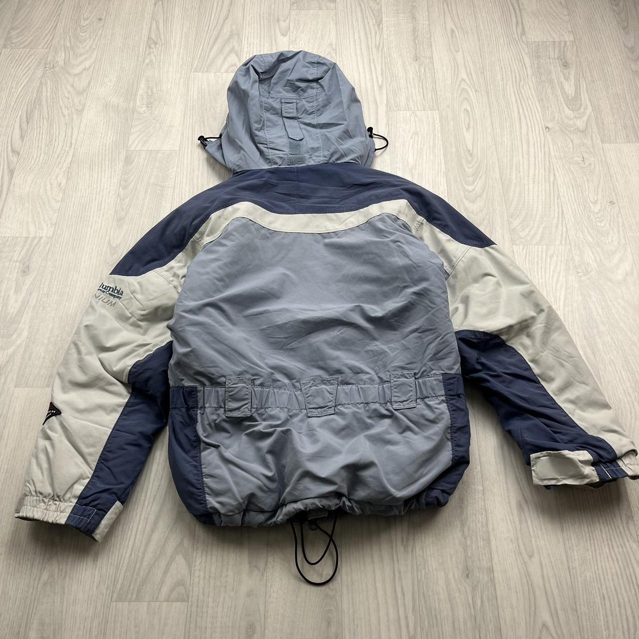VINTAGE 00s COLUMBIA TECHNICAL PANELLED HOODED UTILITY JACKET BLUE WHITE