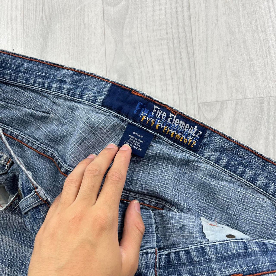 VINTAGE Y2K FIVE ELEMENTZ WIDE LEG HIP HOP JEANS BLUE