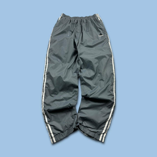 VINTAGE Y2K ADIDAS POPPER BAGGY TRACKSUIT BOTTOMS GREY