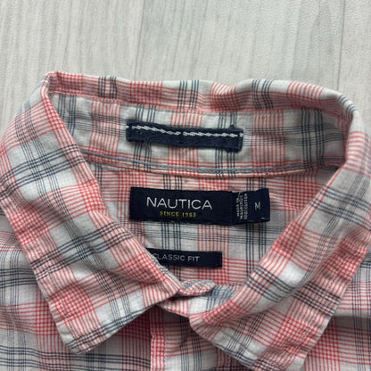VINTAGE Y2K NAUTICA SHORT SLEEVE PLAID SHIRT PINK