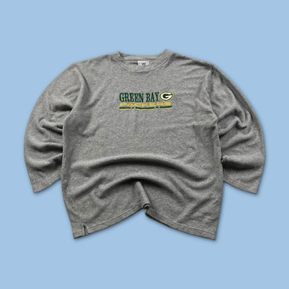 VINTAGE Y2K NFL GREEN BAY PACKERS QUARTER ZIP FLEECE SWEATSHIRT GREY
