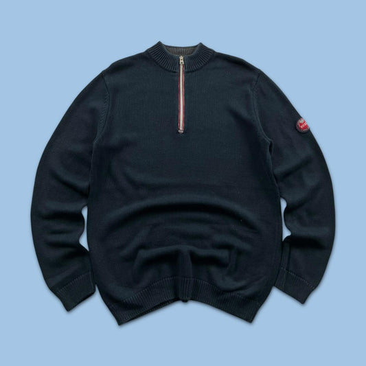 DIESEL CHUNKY RIBBED QUARTER ZIP KNITTED JUMPER NAVY