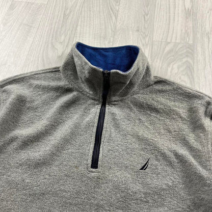 VINTAGE Y2K NAUTICA QUARTER ZIP FLEECE SWEATSHIRT GREY