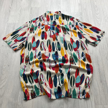 TOMMY JEANS SURFBOARD PRINT SHORT SLEEVE SHIRT CREAM