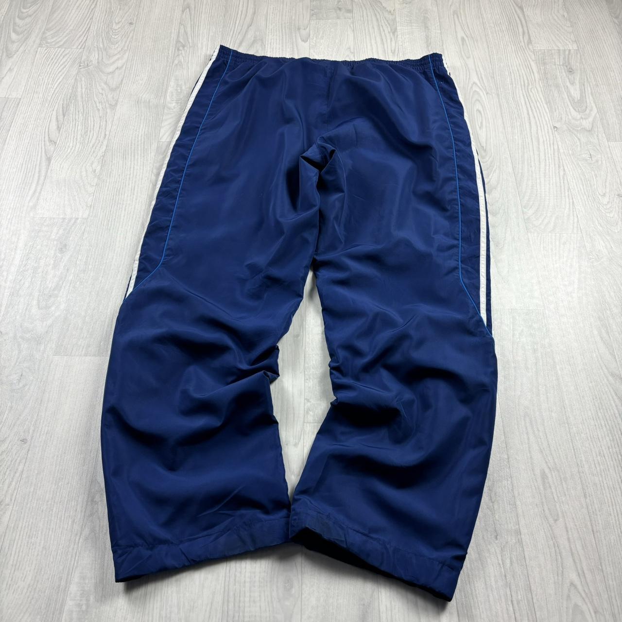 VINTAGE Y2K ADIDAS WIDE LEG BAGGY TRACKSUIT BOTTOMS NAVY BLUE