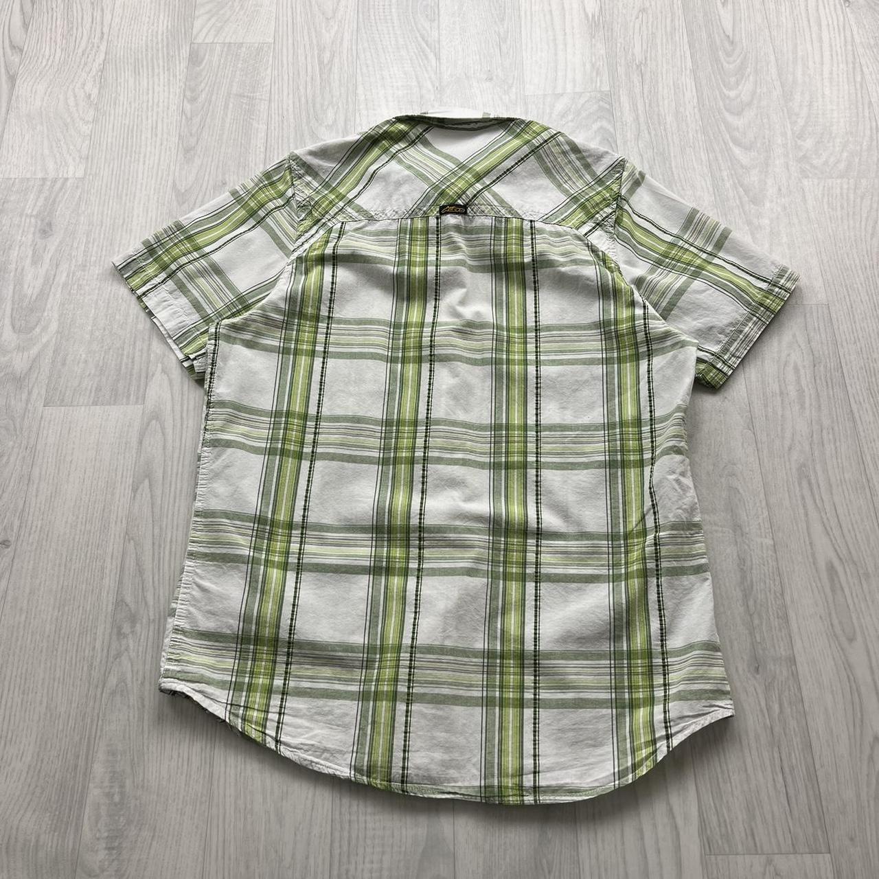 VINTAGE Y2K ALPINESTARS PLAID SHORT SLEEVE SHIRT GREEN WHITE