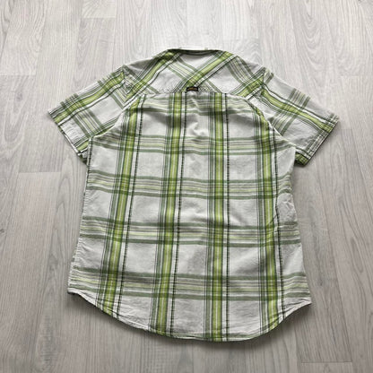 VINTAGE Y2K ALPINESTARS PLAID SHORT SLEEVE SHIRT GREEN WHITE
